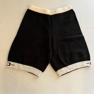 Harmonie Knit Warmup Shorts, Black/White, Size M